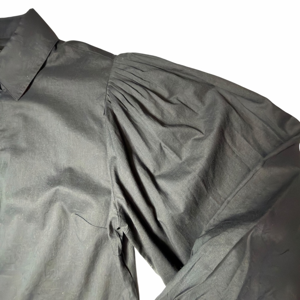 Banana Republic Cotton Voile Black Women's  Shirt Plated Balloon Sleeve L NEW - Picture 16 of 16